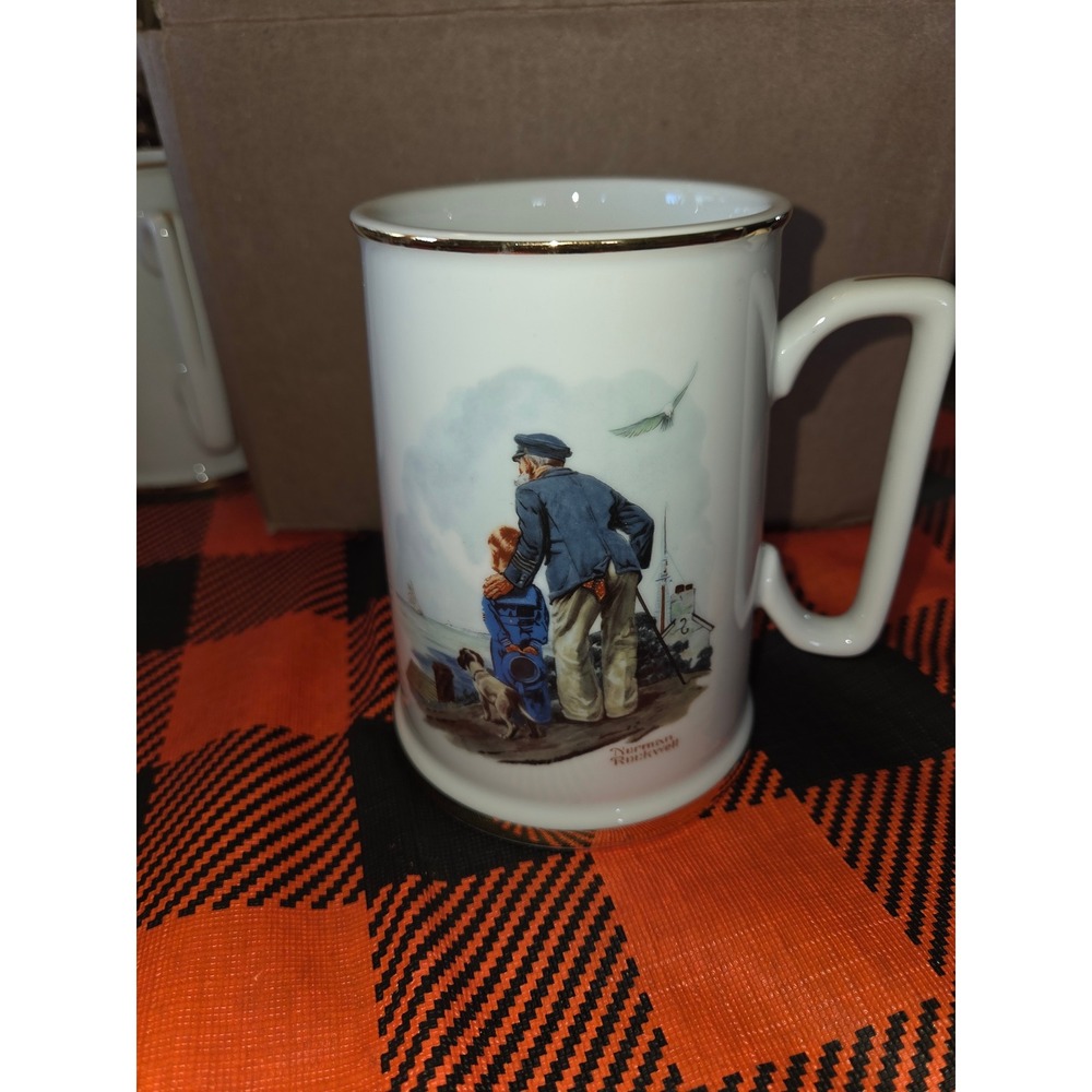Norman Rockwell Museum Looking Out to Sea Porcelain Tankard Mug 1984 Vintage